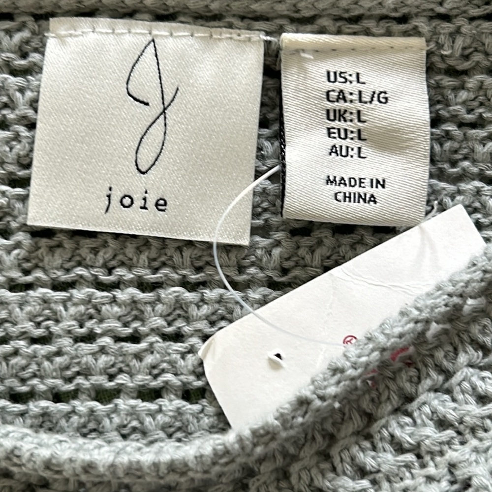 ⭐️NWT!⭐️Joie Sage Green Crochet Knit Cotton Sweater Top Sz Lg with MEASUREMENTS - Picture 5 of 10